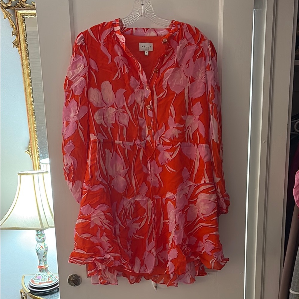 Milly Vibrant Orange and Pink Top